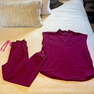 Figs Women's Magenta Scrub Set